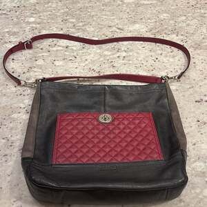 Coach Park Quilted Colorblock Leather & Suede Carrie Satchel Tote Bag F24693